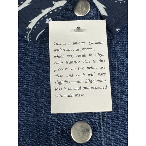 NWT Back In the Saddle Women's 1X Denim Chambray Bandana Trims Long Sleeve Shirt - Picture 4 of 12